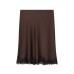 Versatile and minimalist satin lace hem straight tube half skirt