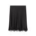 Versatile and minimalist satin lace hem straight tube half skirt