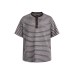Striped half button round neck short sleeved t-shirt