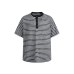 Striped half button round neck short sleeved t-shirt