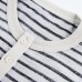 Striped half button round neck short sleeved t-shirt