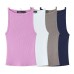 Wash effect ribbed hanging neck collar top