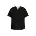 Fake two V-neck spliced round neck short sleeves