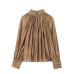 Solid color women's pleated top
