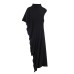 Slanted sleeveless asymmetrical pleated top