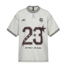Splicing letter print loose men's and women's short sleeves