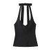 Spring back bow hanging neck collar top