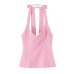 Spring back bow hanging neck collar top