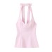 Spring back bow hanging neck collar top