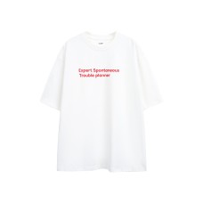 Round neck loose fitting men's and women's short sleeves