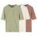 Solid color minimalist buckle embellished linen blend T-shirt Solid color minimalist buckle embellished linen blend T-shirt