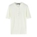 Solid color minimalist buckle embellished linen blend T-shirt Solid color minimalist buckle embellished linen blend T-shirt