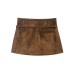 High waisted skirt pants with suede texture effect and waist belt