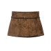 High waisted skirt pants with suede texture effect and waist belt