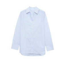 Casual long sleeved lapel poplin shirt