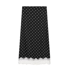 Versatile polka dot spliced straight tube skirt Versatile polka dot spliced straight tube skirt