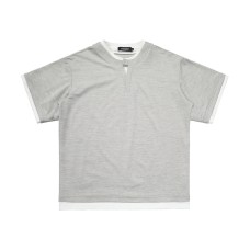 Fake two color blocked round neck short sleeves