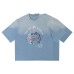 Spray painted vintage printed loose men's and women's short sleeves