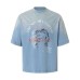 Spray painted vintage printed loose men's and women's short sleeves