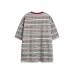 Cherry embroidery patchwork striped loose men's and women's short sleeves