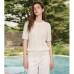 Casual  Round Neck Hollow Knit Short Sleeve Top for Women Lightweight Breathable Skin-Friendly Versatile Upper Wear