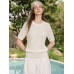 Casual  Round Neck Hollow Knit Short Sleeve Top for Women Lightweight Breathable Skin-Friendly Versatile Upper Wear