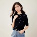Casual Women's Short Sleeve Knit Top with Rhinestones Round NeckUnique and Stylish Design