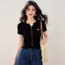 Casual Short Sleeve Knit Top for Women, Fitted and Stylish Summer Design, Unique Fashion Look