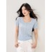 Chiffon Knit Top for Women Short Sleeve Lightweight Lace Patchwork Hollow Out, Fashionable