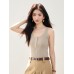 V-neck Knit Cami Top for Women Summer Inner Wear Casual Sleeveless Low Neck Basic Upper Clothing