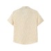 Button up vertical stripe Cuban collar short sleeved shirt