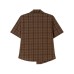 Strap fungus border plaid short sleeved shirt