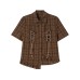 Strap fungus border plaid short sleeved shirt