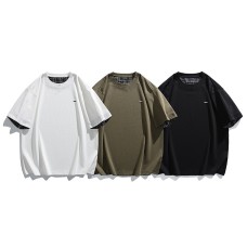 Splicing plaid minimalist short sleeved T-shirt