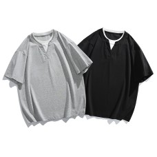 Fake two V-neck short sleeved T-shirts Fake two V-neck short sleeved T-shirts