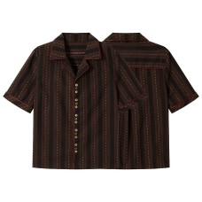 Striped Cuban collar short sleeved shirt Striped Cuban collar short sleeved shirt