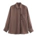 Pocket embellished striped shirt