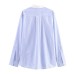 Casual loose contrasting collar striped shirt