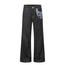 Casual denim micro flared pants