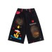 Cartoon embroidery workwear denim shorts
