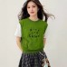 Beautiful Faux Two-Piece Short Sleeve Knit Top for Women, Summer Casual Loose Fashion Versatile Upper Wear