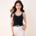 Chic Color-blocked Acetate Strapless Top for Women Summer Wear  Ice Silk Knit Sleeveless Crop Top