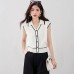 Flip Collar Knit Top for Women, Fashionable and Slimming Unique Upperwear