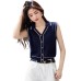 Flip Collar Knit Top for Women, Fashionable and Slimming Unique Upperwear
