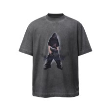 Rock and roll character print, worn and dirty short sleeves