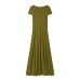 Versatile short sleeved V-neck ribbed long dress