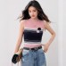 Fashion Floral Print High Neck Sleeveless Ice Silk Crop Top Sweet amp Spicy Tank Top