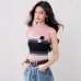 Fashion Floral Print High Neck Sleeveless Ice Silk Crop Top Sweet amp Spicy Tank Top