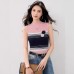 Fashion Floral Print High Neck Sleeveless Ice Silk Crop Top Sweet amp Spicy Tank Top