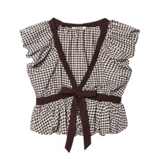 Balloon shaped small checkered bow top